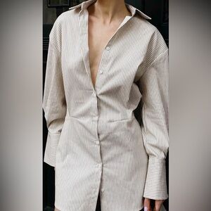 Pinstripe cotton shirt dress